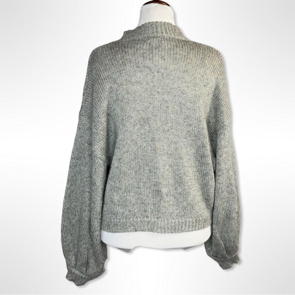 BB Dakota by Steve Madden Grey Metallic Balloon Sleeve Sweater - Picture 4 of 10